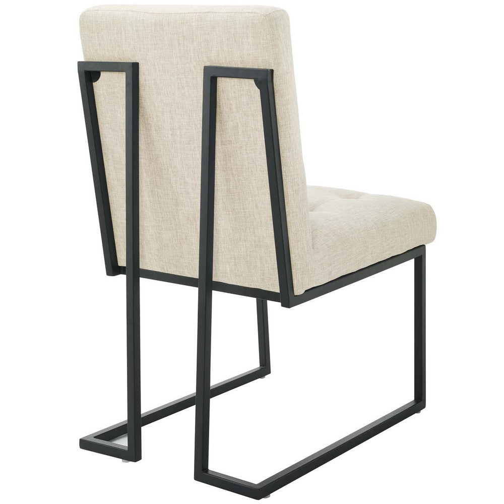 Privy Black Stainless Steel Upholstered Fabric Dining Chair  - No Shipping Charges