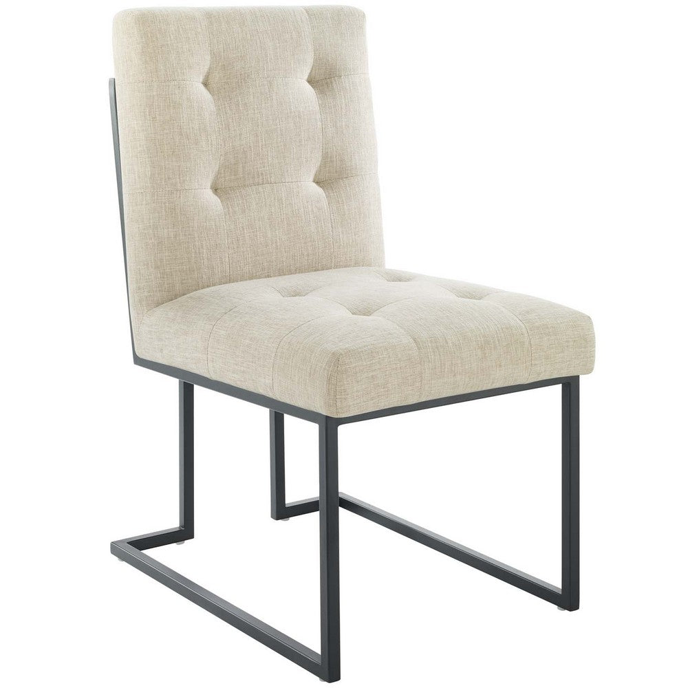 Privy Black Stainless Steel Upholstered Fabric Dining Chair  - No Shipping Charges