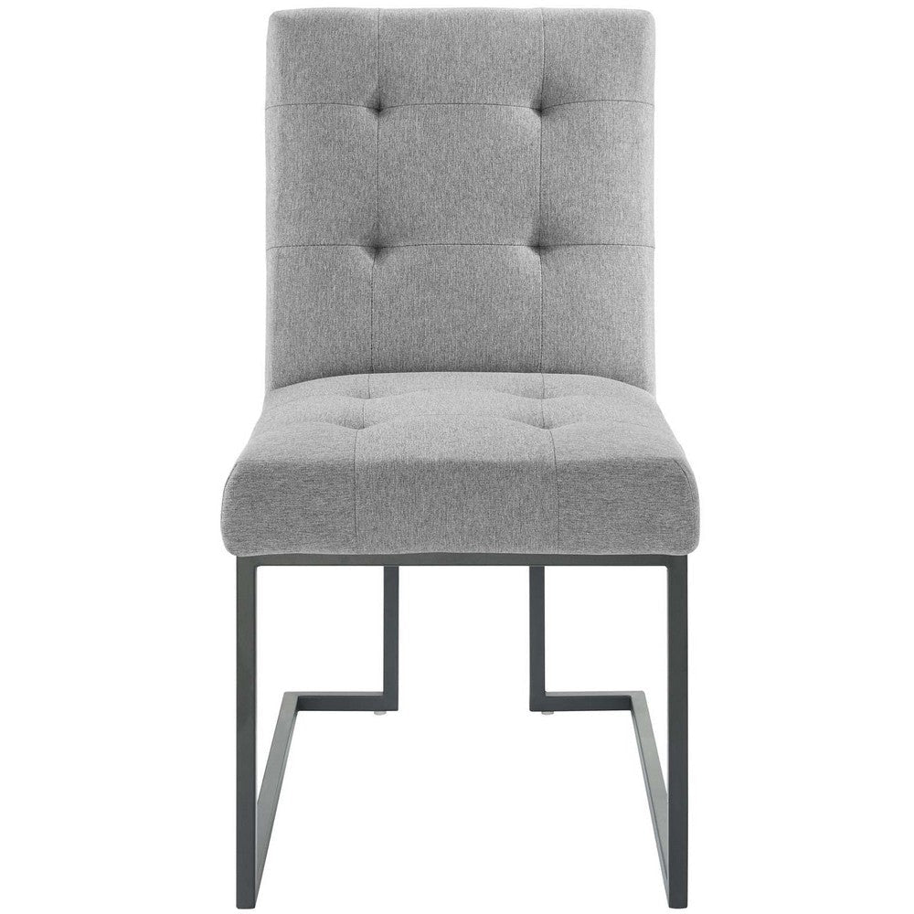 Privy Black Stainless Steel Upholstered Fabric Dining Chair - No Shipping Charges