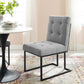 Privy Black Stainless Steel Upholstered Fabric Dining Chair - No Shipping Charges