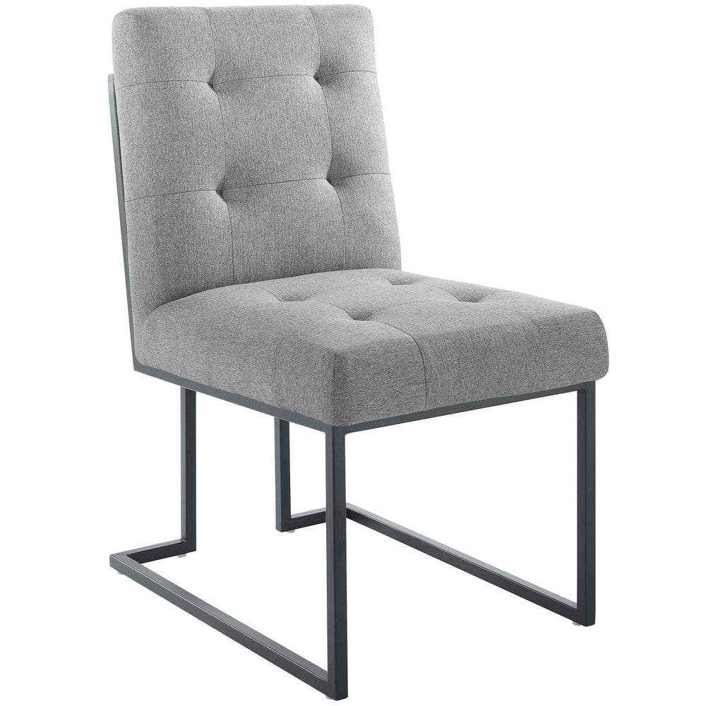 Modway Privy Upholstered Fabric Black Stainless Steel Dining Chair in Black Light Gray