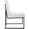 Modway Privy Upholstered Fabric Black Stainless Steel Dining Chair in Black White MDY-EEI-3745-BLK-WHI