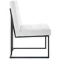 Privy Black Stainless Steel Upholstered Fabric Dining Chair - No Shipping Charges