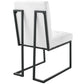 Privy Black Stainless Steel Upholstered Fabric Dining Chair - No Shipping Charges