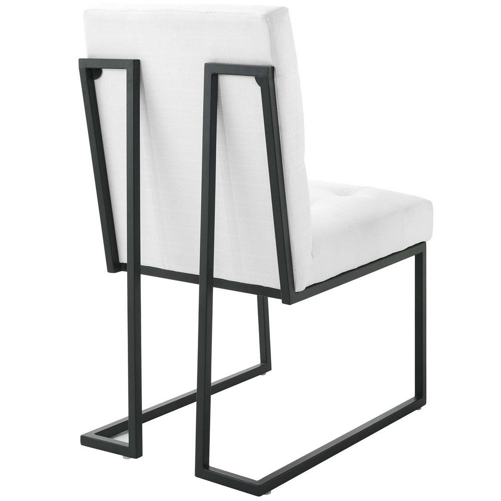 Privy Black Stainless Steel Upholstered Fabric Dining Chair - No Shipping Charges