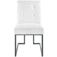 Privy Black Stainless Steel Upholstered Fabric Dining Chair - No Shipping Charges