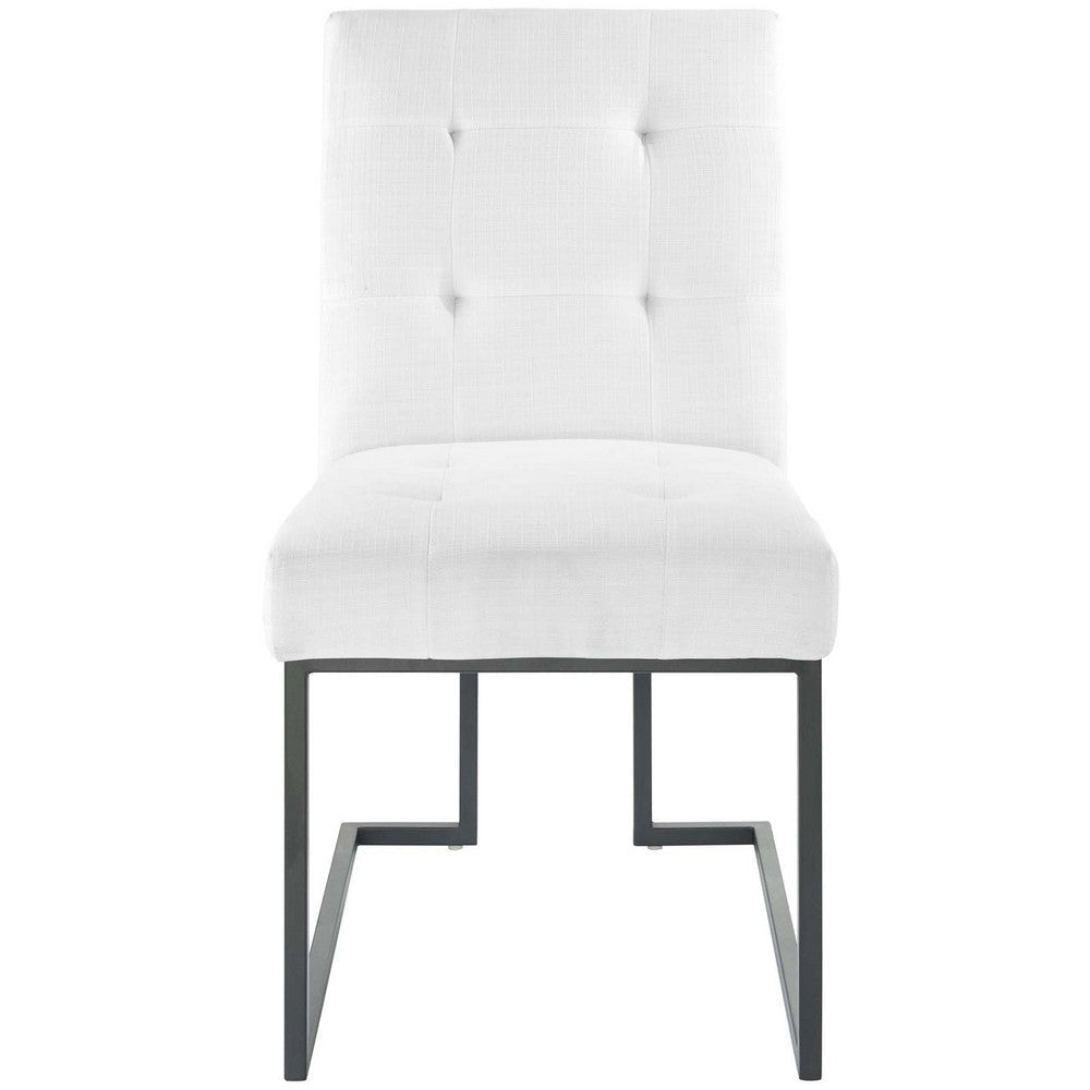 Modway Privy Upholstered Fabric Black Stainless Steel Dining Chair in Black White MDY-EEI-3745-BLK-WHI