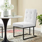 Privy Black Stainless Steel Upholstered Fabric Dining Chair - No Shipping Charges