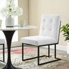 Privy Black Stainless Steel Upholstered Fabric Dining Chair - No Shipping Charges