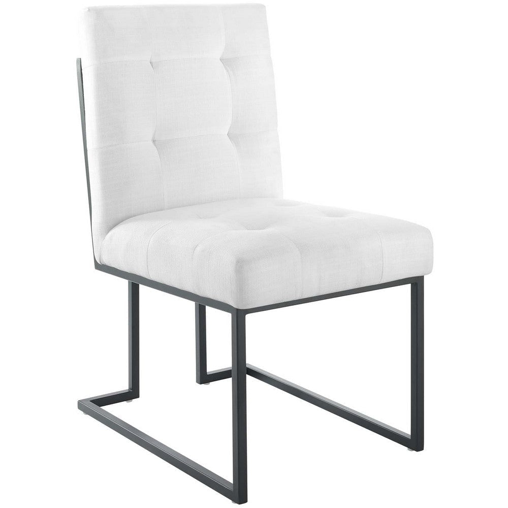 Modway Privy Upholstered Fabric Black Stainless Steel Dining Chair in Black White