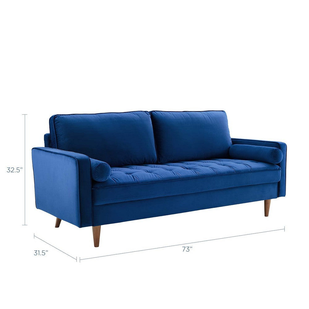 Modway Valour Performance Velvet Upholstered Tufted Sofa Navy MDY-EEI-3764-NAV