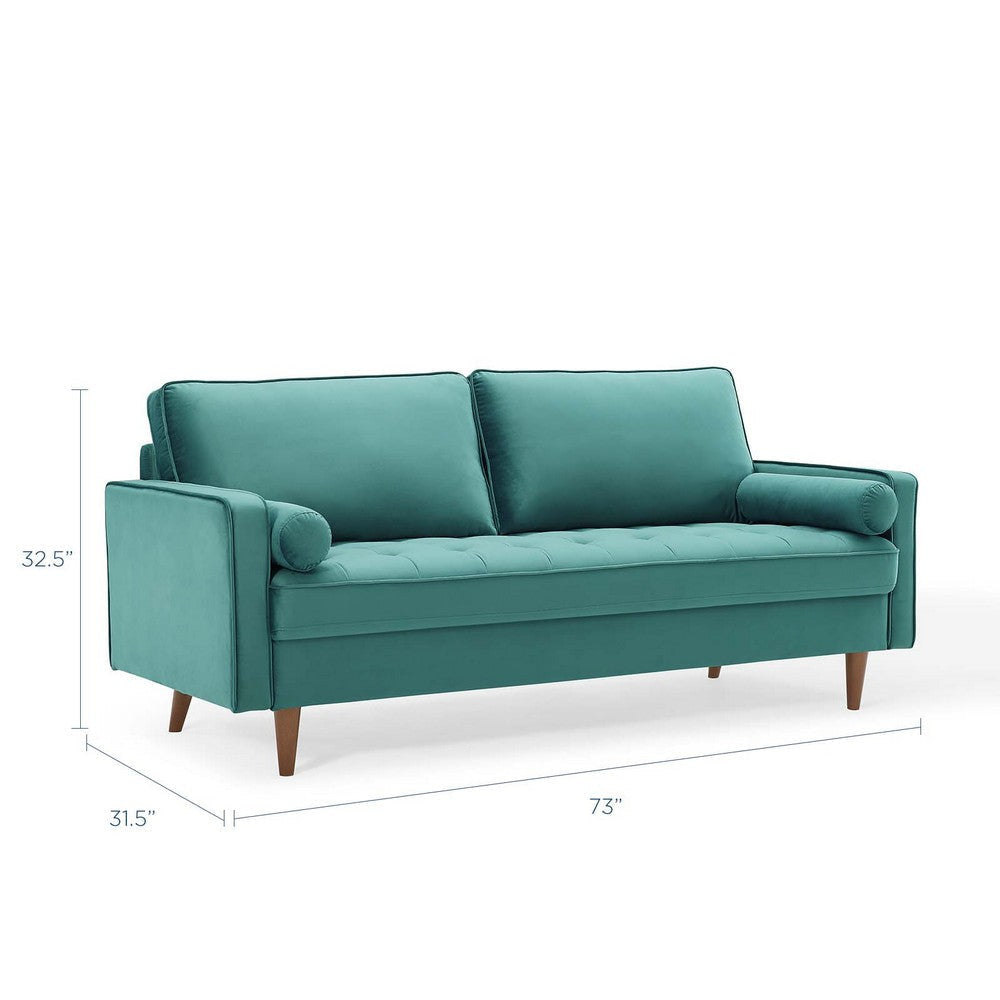 Modway Valour Performance Velvet Upholstered Tufted Sofa Teal MDY-EEI-3764-TEA