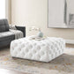 Anthem Tufted Button Large Square Faux Leather Ottoman - No Shipping Charges