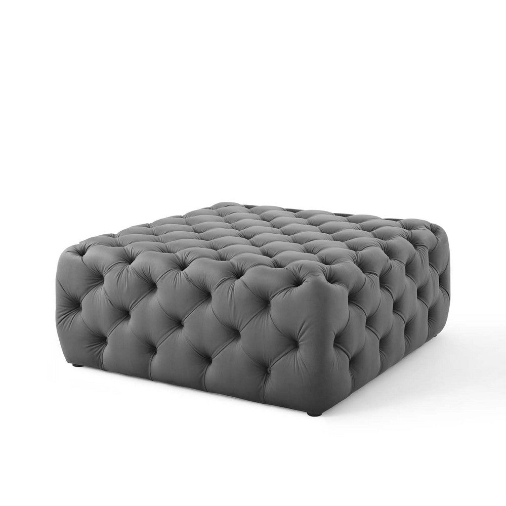 Anthem Tufted Button Large Square Performance Velvet Ottoman - No Shipping Charges