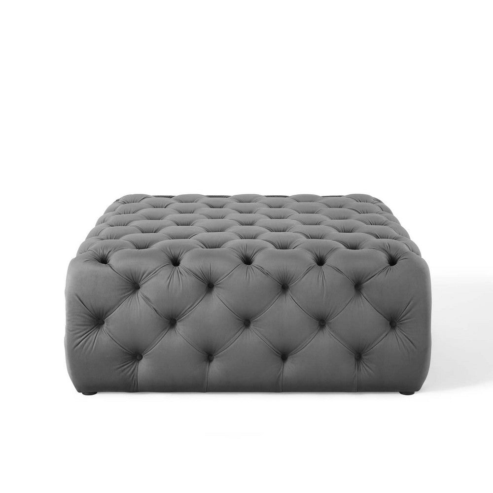 Anthem Tufted Button Large Square Performance Velvet Ottoman - No Shipping Charges