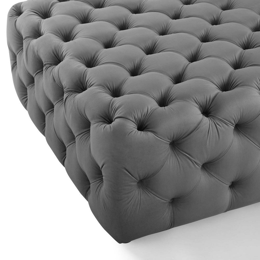 Anthem Tufted Button Large Square Performance Velvet Ottoman - No Shipping Charges