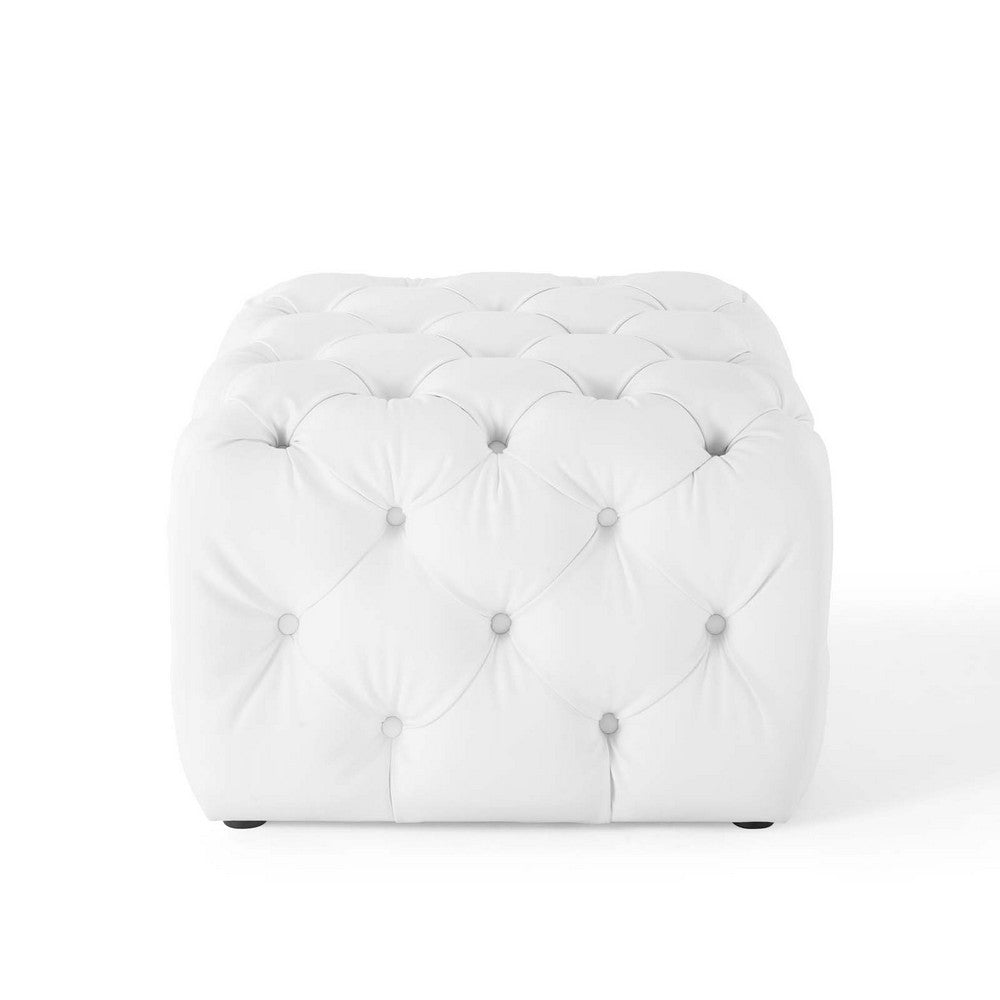 Anthem Tufted Button Square Faux Leather Ottoman  - No Shipping Charges
