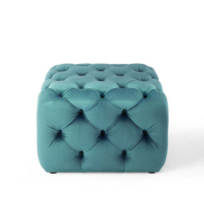 Anthem Tufted Button Square Performance Velvet Ottoman  - No Shipping Charges