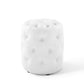 Anthem Tufted Button Round Faux Leather Ottoman  - No Shipping Charges