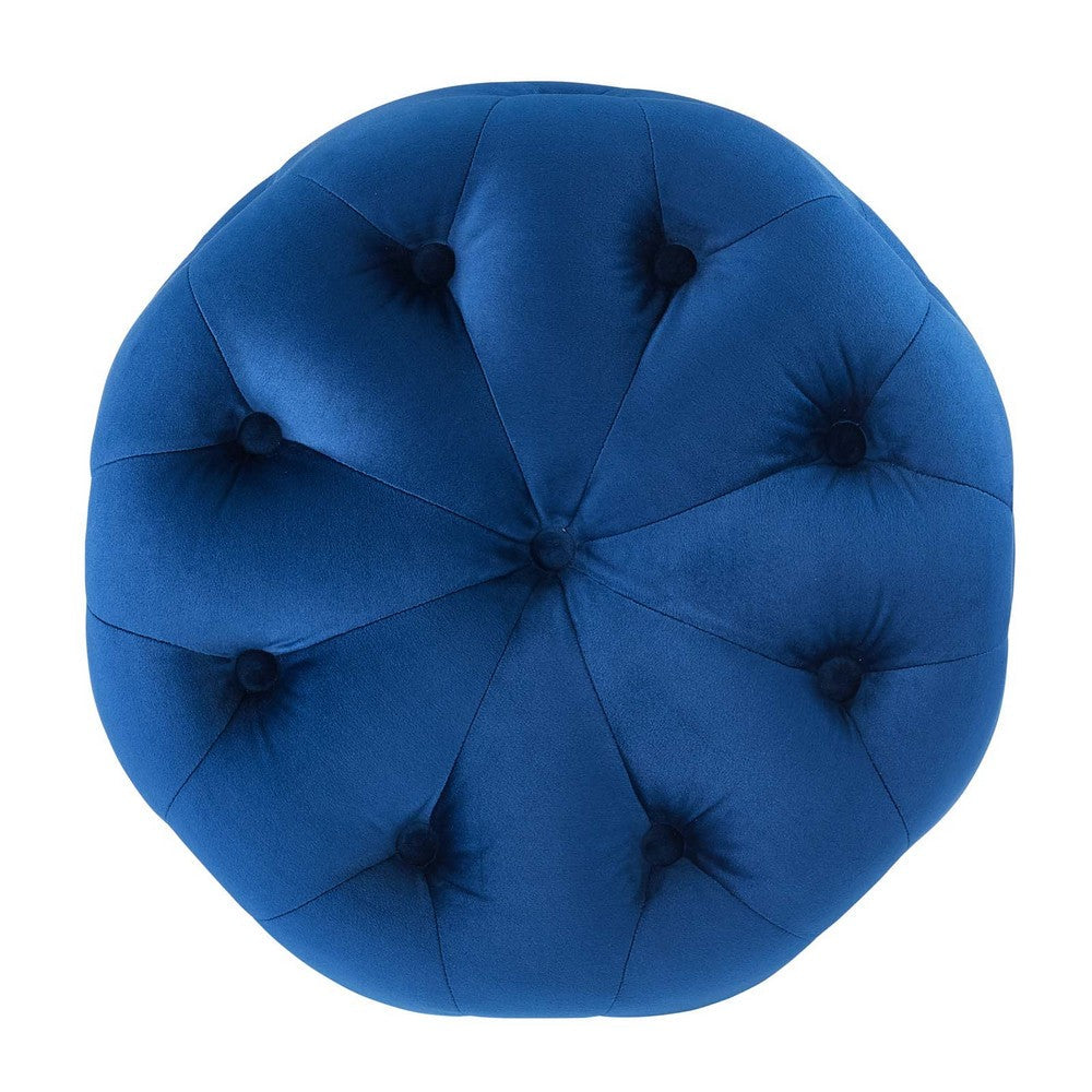 Anthem Tufted Button Round Performance Velvet Ottoman - No Shipping Charges