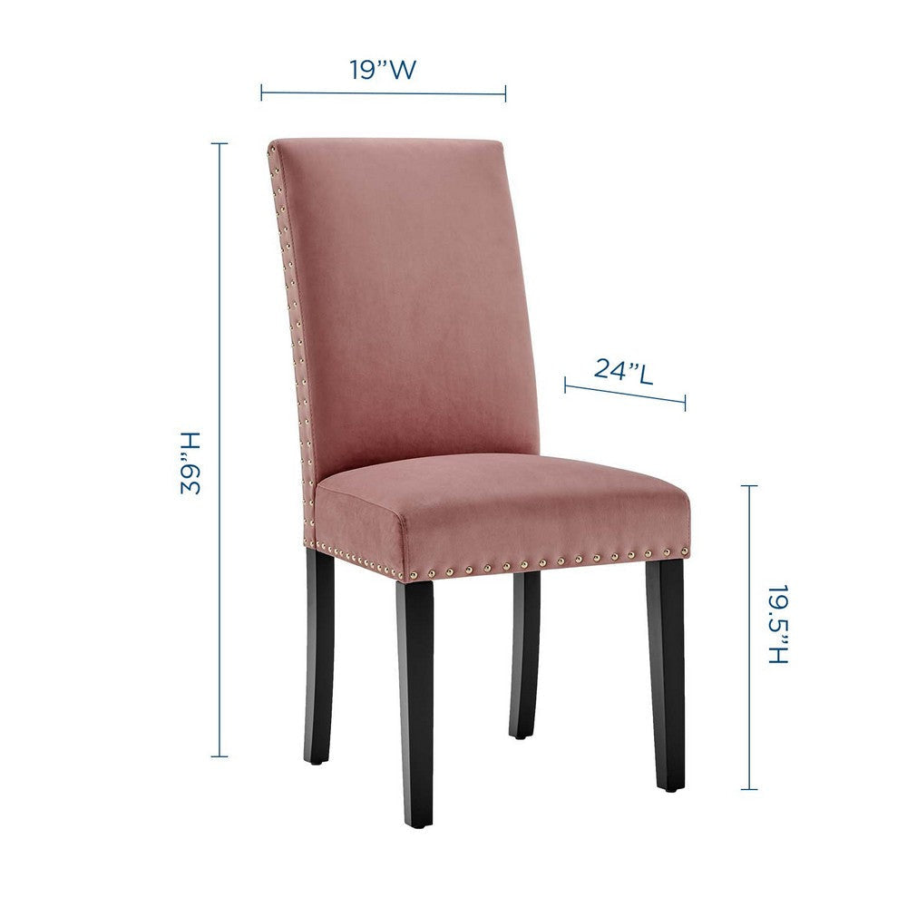 Modway Parcel Performance Velvet Dining Side Chairs - Set of 2 Dusty Rose MDY-EEI-3779-DUS