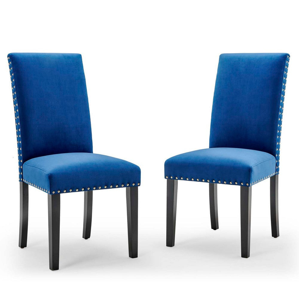 Modway Parcel Performance Velvet Dining Side Chairs - Set of 2, Navy