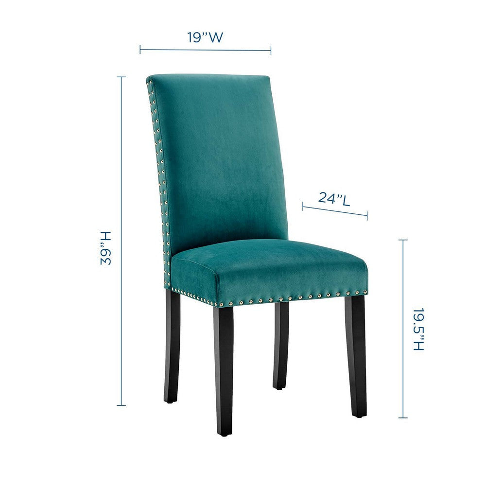 Modway Parcel Performance Velvet Dining Side Chairs - Set of 2 Teal MDY-EEI-3779-TEA