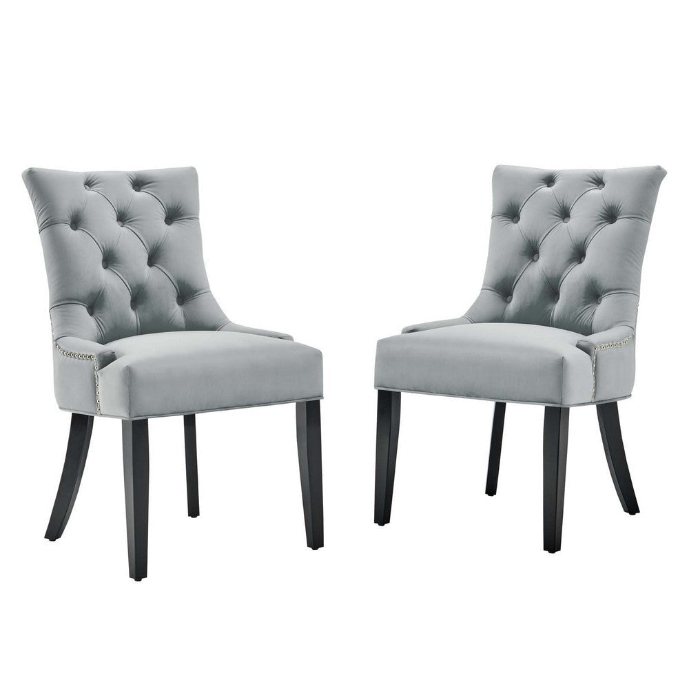 Modway Regent Tufted Performance Velvet Dining Side Chairs-Set of 2, Pack of 2, Light Gray