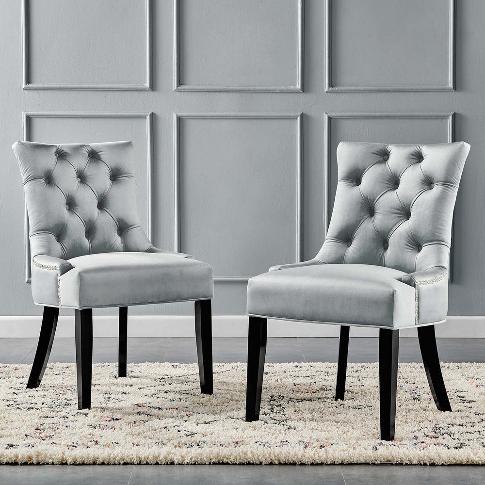 Modway Regent Tufted Performance Velvet Dining Side Chairs-Set of 2 Pack of 2 Light Gray MDY-EEI-3780-LGR