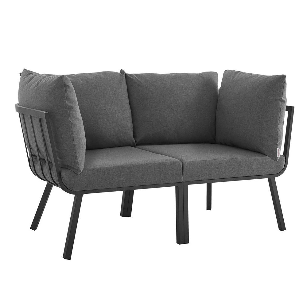 Riverside 2 Piece Outdoor Patio Aluminum Sectional Sofa Set by Modway| Gray