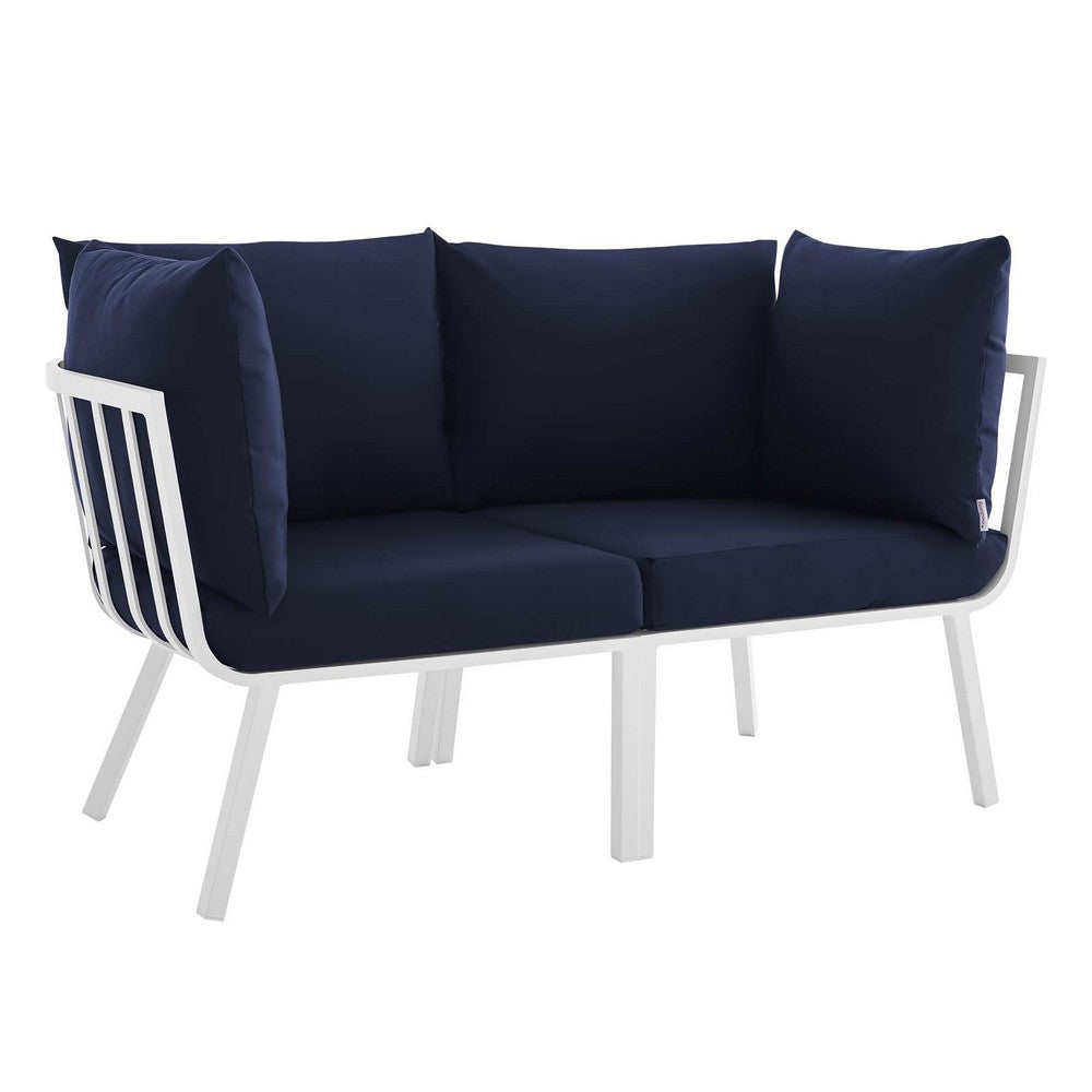 Riverside 2 Piece Outdoor Patio Aluminum Sectional Sofa Set by Modway| Blue