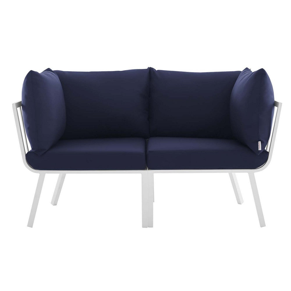 Riverside 2 Piece Outdoor Patio Aluminum Sectional Sofa Set by Modway| Blue