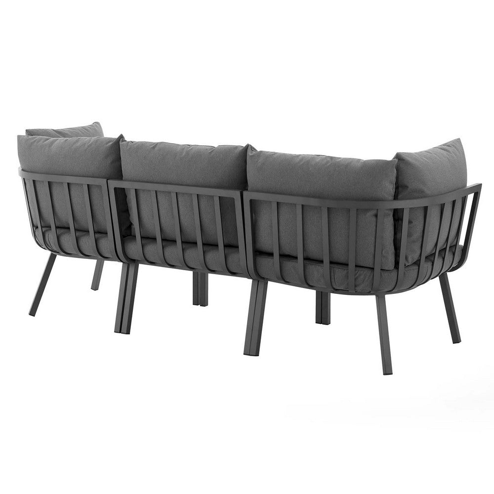 Riverside 3 Piece Outdoor Patio Aluminum Sectional Sofa Set by Modway| Gray