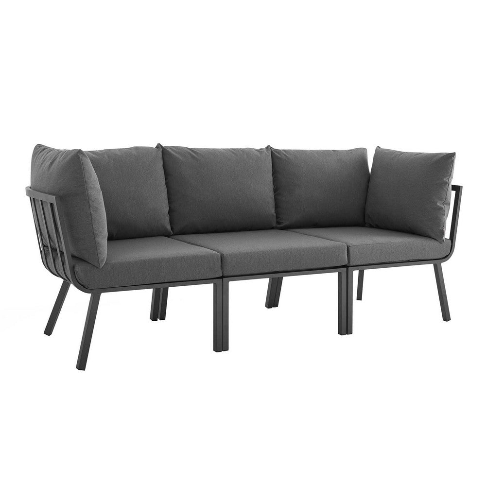 Riverside 3 Piece Outdoor Patio Aluminum Sectional Sofa Set by Modway| Gray