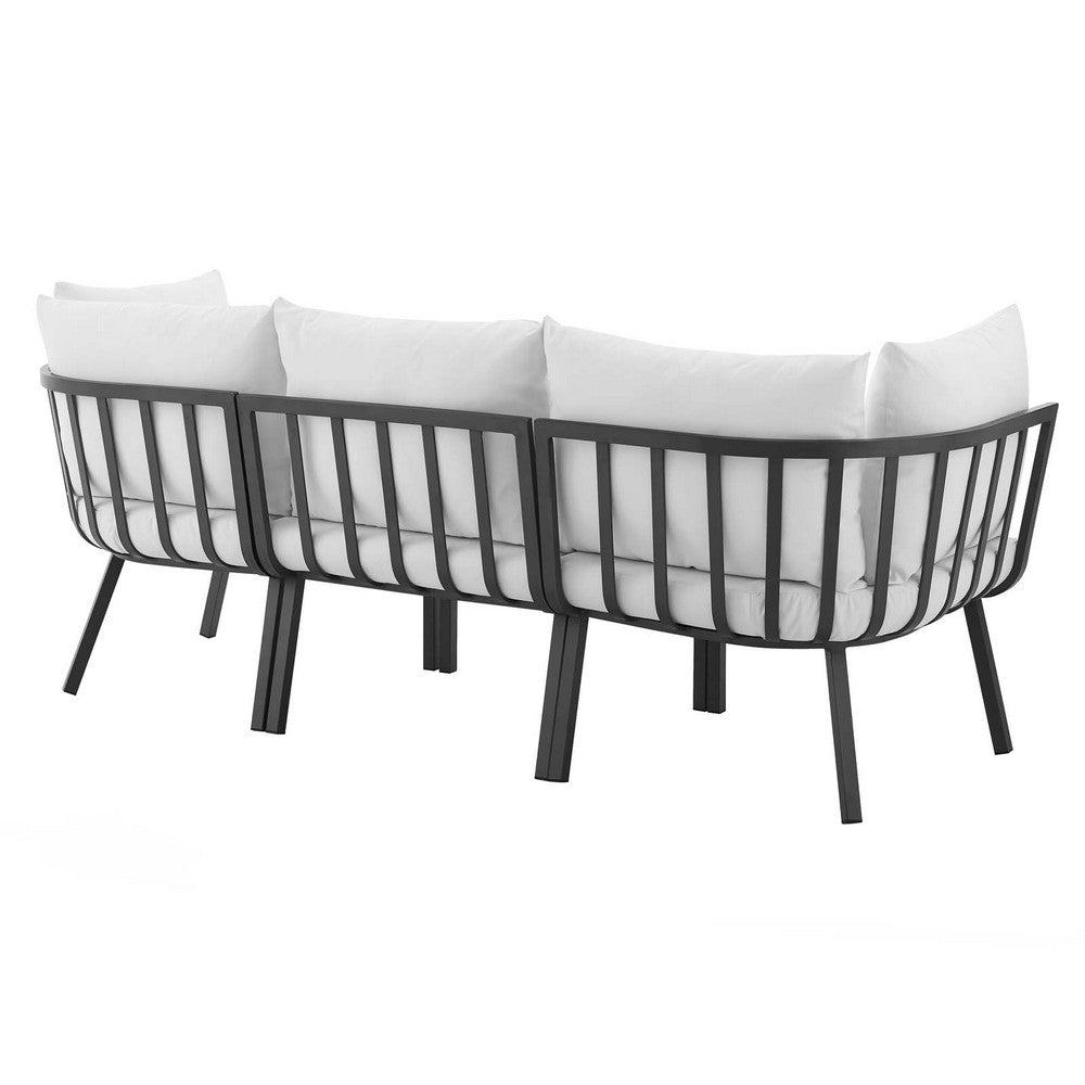 Riverside 3 Piece Outdoor Patio Aluminum Sectional Sofa Set by Modway| White