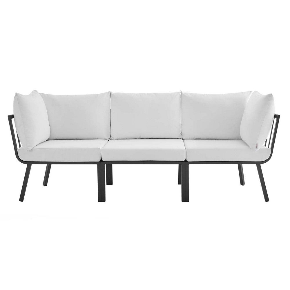Riverside 3 Piece Outdoor Patio Aluminum Sectional Sofa Set by Modway| White