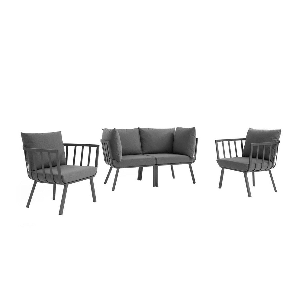 Modway Riverside Outdoor Furniture, 4-Piece Set, Gray Charcoal