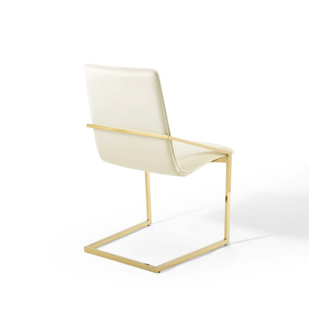 Modway Pitch Performance Velvet Dining Armchair Gold Ivory MDY-EEI-3799-GLD-IVO