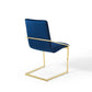 Modway Pitch Performance Velvet Dining Armchair Gold Navy 21.5 x 19.5 x 35.5 MDY-EEI-3799-GLD-NAV