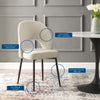 Modway Rouse Upholstered Fabric Dining Side Chair, Black Beige 23 x 19.5 x 33.5