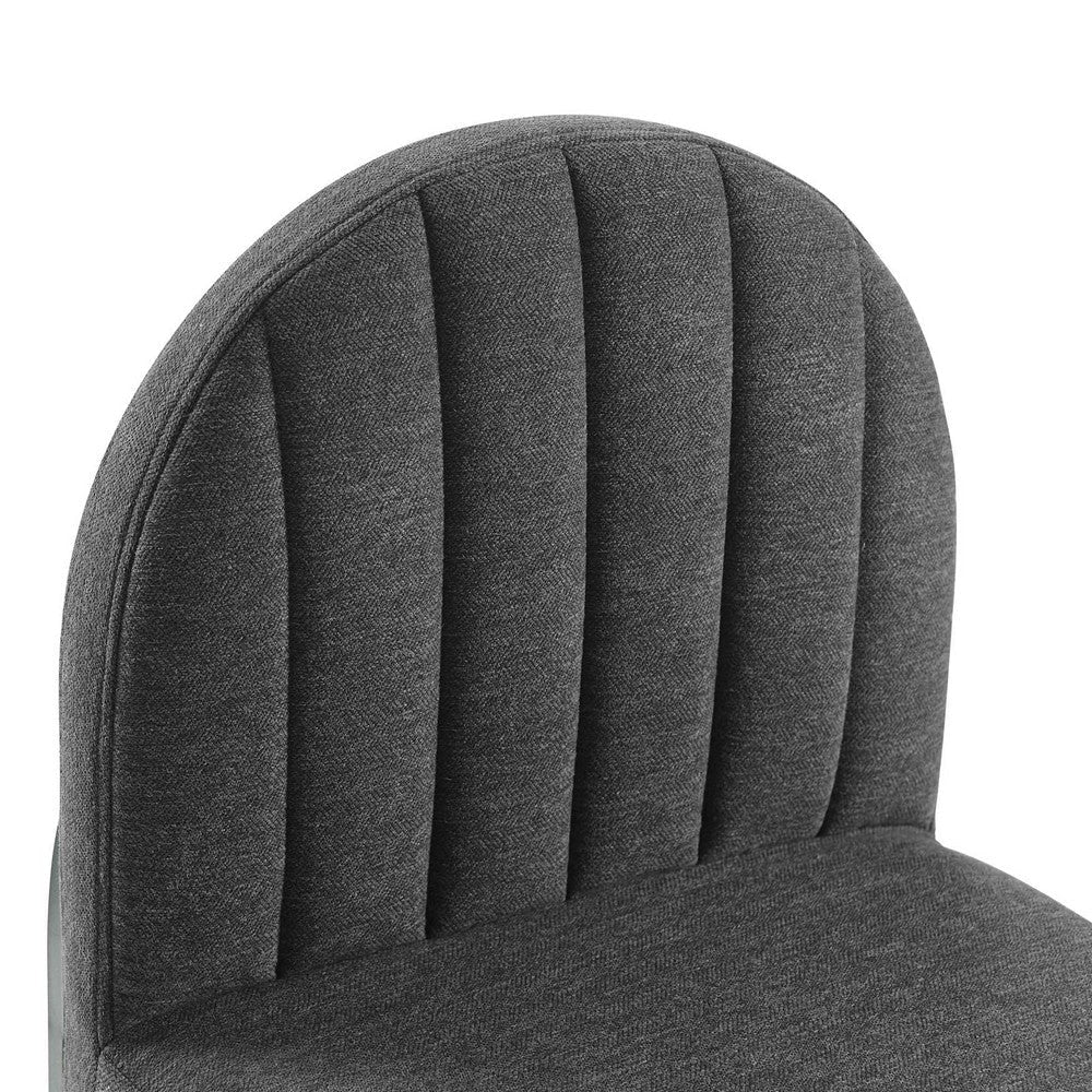 Modway Isla Channel Tufted Upholstered Fabric Dining Side Chair Black Charcoal MDY-EEI-3803-BLK-CHA