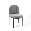 Modway Isla Channel Tufted Upholstered Fabric Dining Side Chair, Black Light Gray