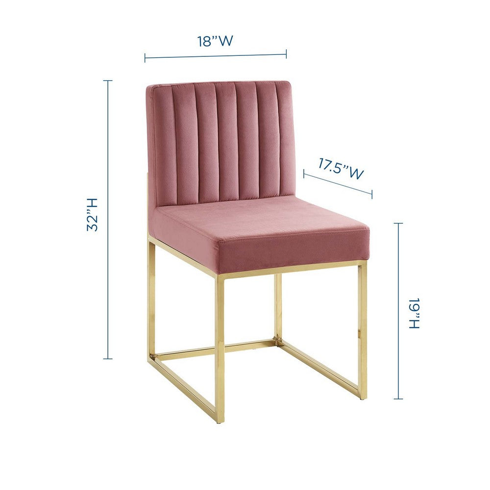 Carriage Channel Tufted Sled Base Performance Velvet Dining Chair by Modway| Red