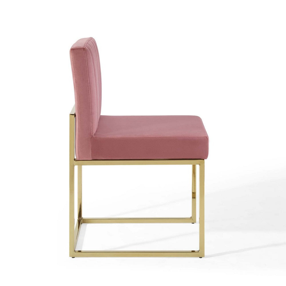 Carriage Channel Tufted Sled Base Performance Velvet Dining Chair by Modway| Red