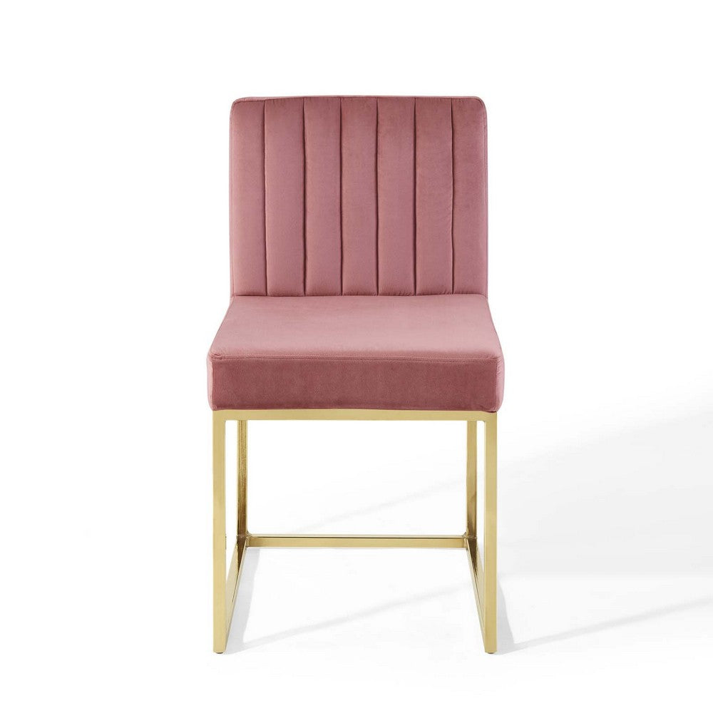 Carriage Channel Tufted Sled Base Performance Velvet Dining Chair by Modway| Red