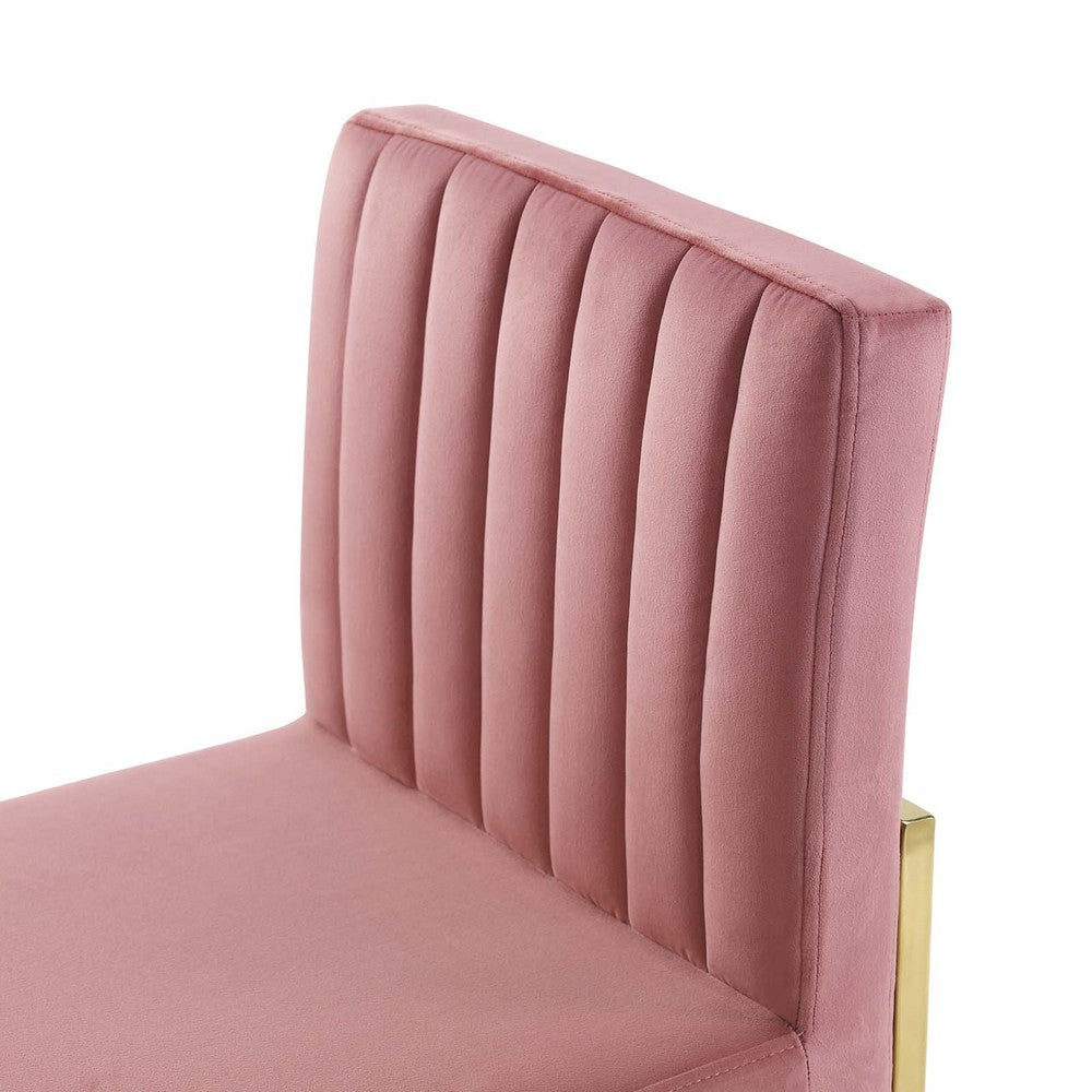 Carriage Channel Tufted Sled Base Performance Velvet Dining Chair by Modway| Red
