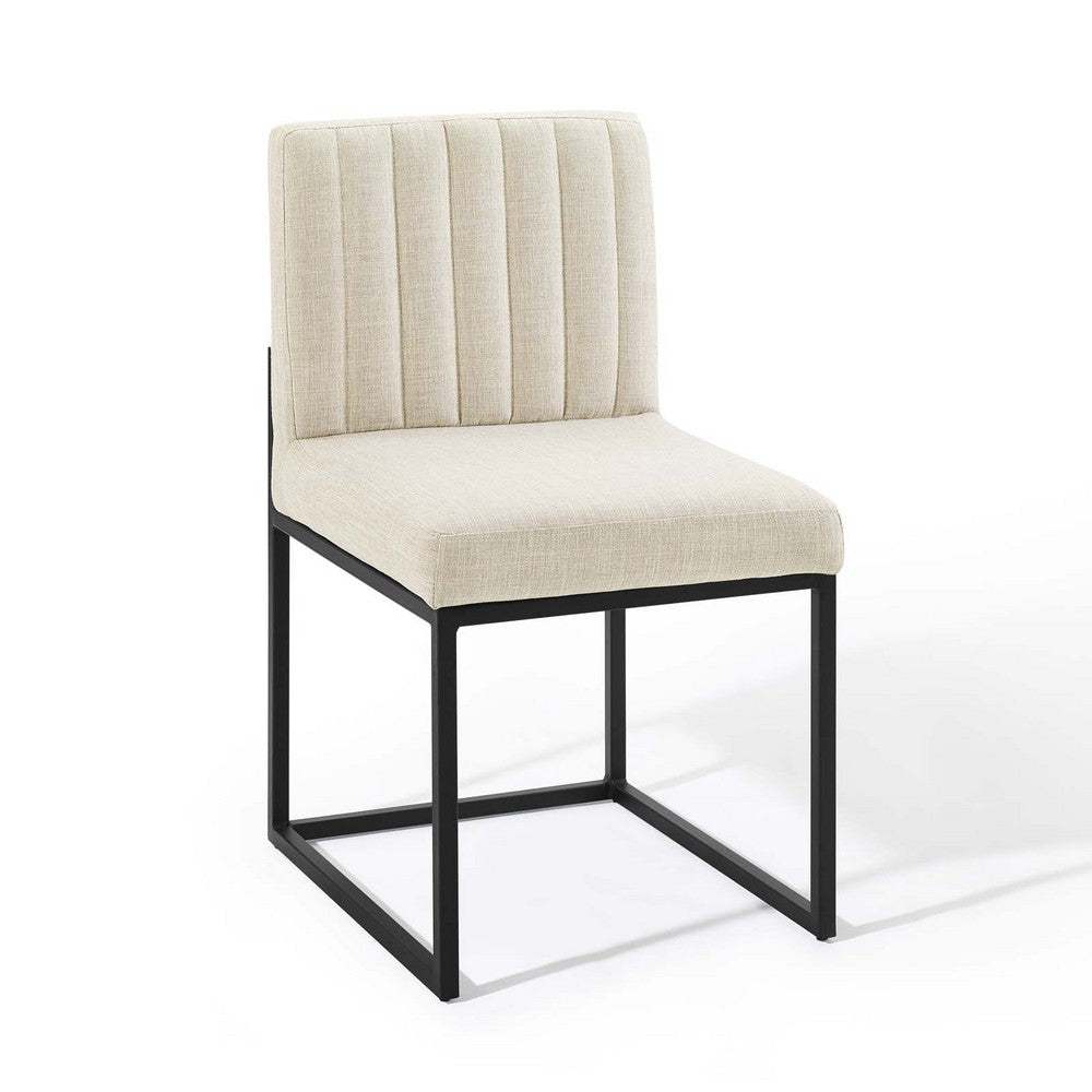 Carriage Channel Tufted Sled Base Upholstered Fabric Dining Chair  - No Shipping Charges