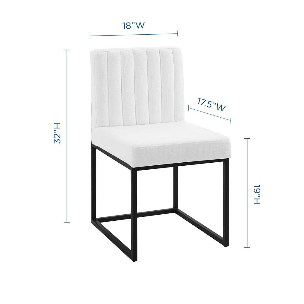 Modway Carriage Channel Tufted Sled Base Upholstered Fabric Dining Chair Black White MDY-EEI-3807-BLK-WHI