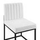 Modway Carriage Channel Tufted Sled Base Upholstered Fabric Dining Chair Black White MDY-EEI-3807-BLK-WHI