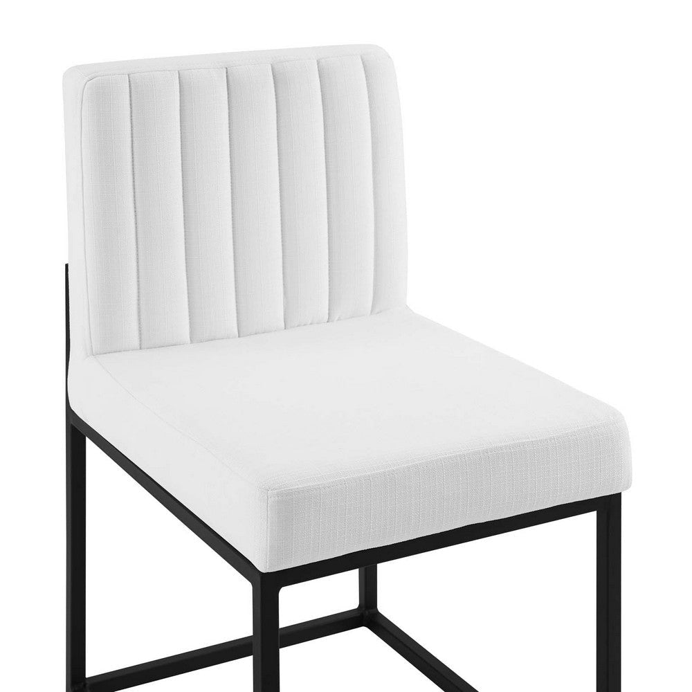 Modway Carriage Channel Tufted Sled Base Upholstered Fabric Dining Chair Black White MDY-EEI-3807-BLK-WHI